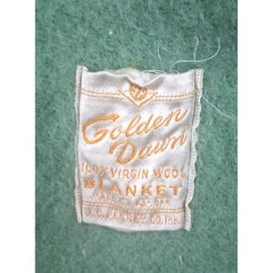 Golden Dawn JC Penny Green Virgin Wool Blanket 80x65 Vintage 50s 60s Classic